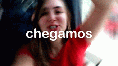 Woman With Chegamos Text GIF