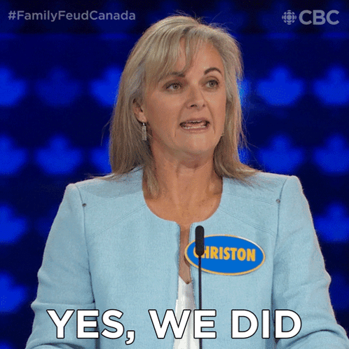 Woman with Christon Name Tag Saying Yes We Did