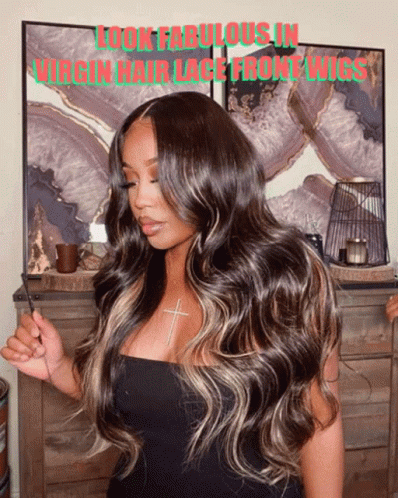 Woman With Cross On Neck And Wig GIF