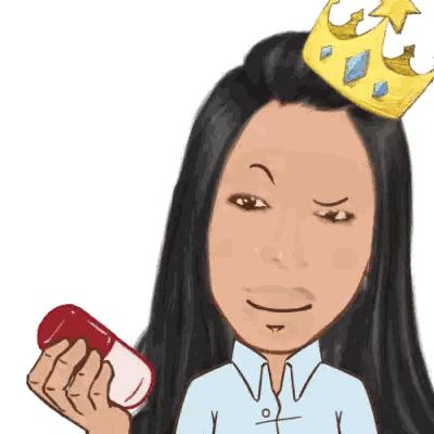 Woman with Crown Holding Capsule