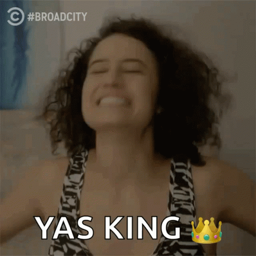 Woman with Crown Smiling Says Yas King