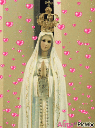 Woman with Crown Surrounded by Pink Hearts