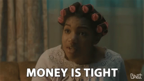 Woman with Curlers Saying Money Is Tight