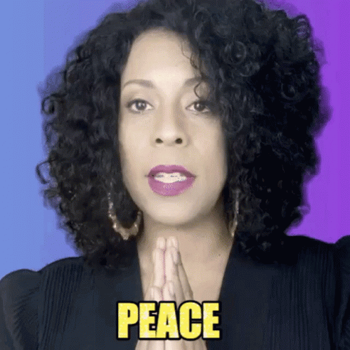 Woman with Curly Hair Praying Peace