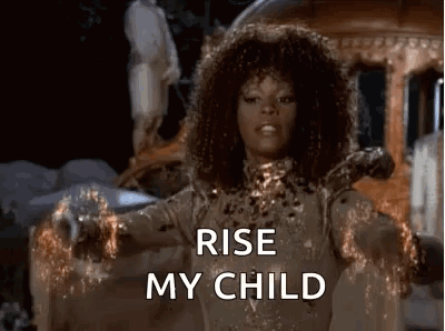 Woman With Curly Hair Saying Rise My Child GIF