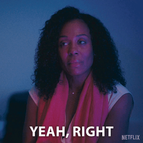 Woman With Curly Hair Says Yeah Right GIF
