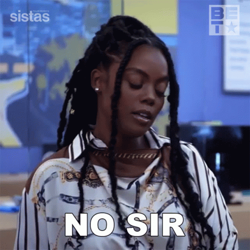 Woman with Dreadlocks Saying No Sir
