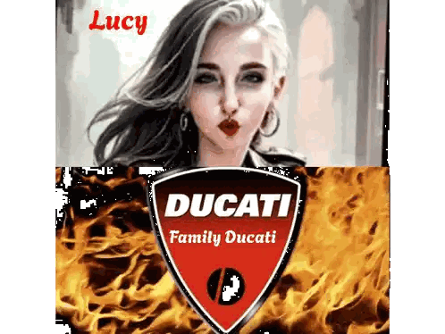 Woman with Ducati Logo Background