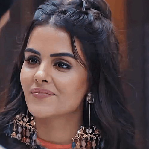 Woman With Earrings And Necklace GIF
