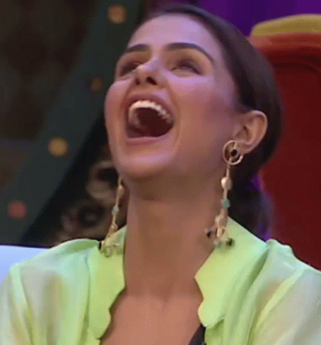 Woman With Earrings Laughing Open Mouth