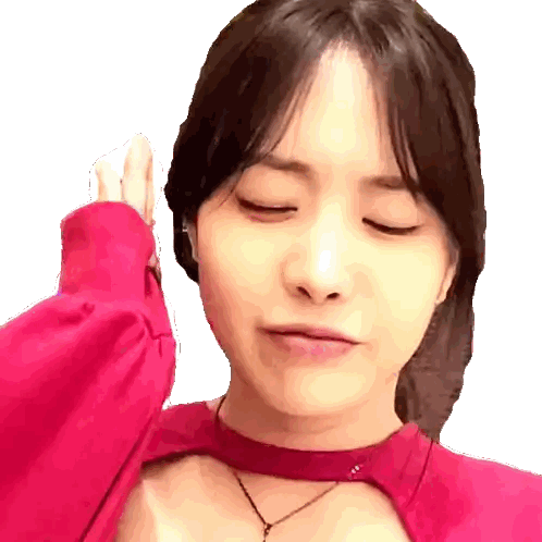 Woman with Eyes Closed in Red Shirt and Choker