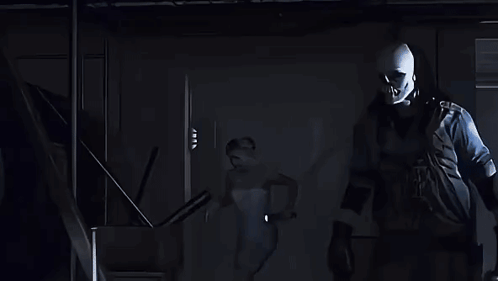 Woman With Flashlight On Head Looking Down GIF