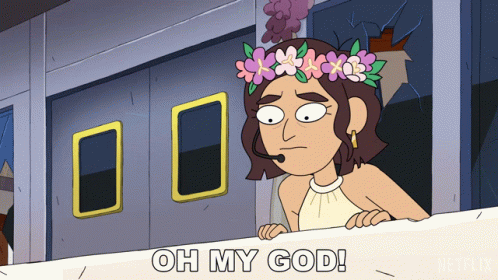 Woman With Flower Crown Saying Oh My God GIF