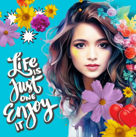 Woman with Flowers in Hair Enjoying Life