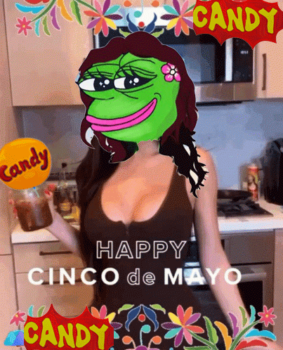Woman with Frog on Head Happy Cinco De Mayo