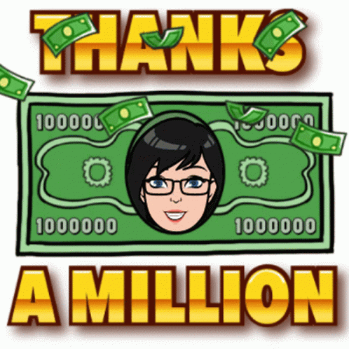 Woman With Glasses And 100,000 Dollar Bill Saying Thanks A Million GIF
