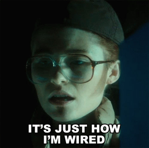 Woman With Glasses And Hat Says It's Just How I'm Wired GIF