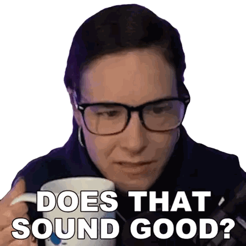 Woman with Glasses Holding Coffee Says Does That Sound Good