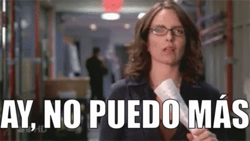 Woman With Glasses Holding Paper Saying Ay No Puedo Mas