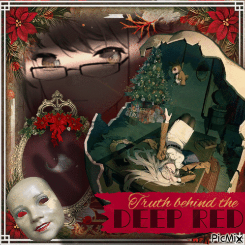 Woman with Glasses in Deep Red Poster
