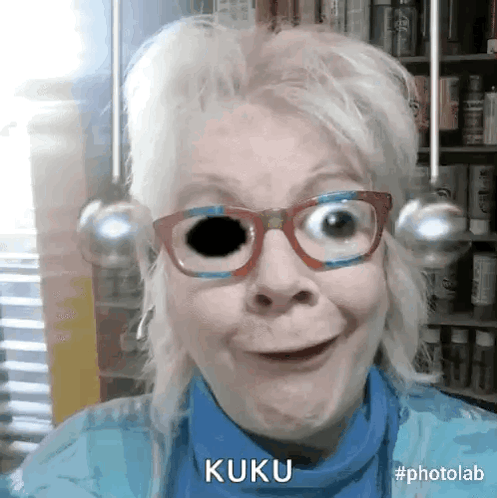 Woman With Glasses Making Funny Face Kuku GIF