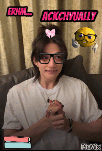 Woman With Glasses Saying Erhm Ackchvually GIF