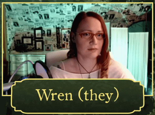 Woman With Glasses Saying Wren (They) GIF