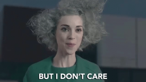 Woman With Gray Hair Says But I Don't Care GIF