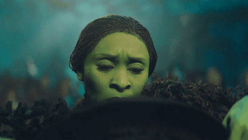Woman With Green Hair Looking Down