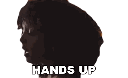 Woman With Hands Up Text