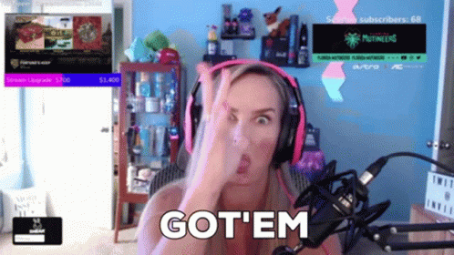 Woman With Headphones And Microphone Saying Got Em GIF