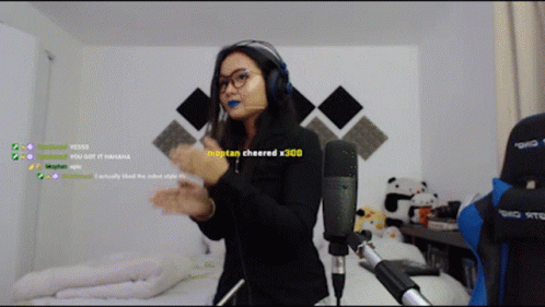 Woman With Headphones at Microphone Nightan Cheered X300