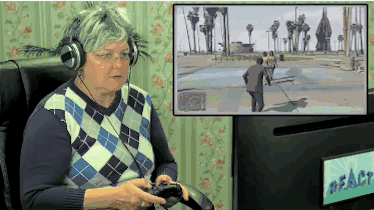 Woman With Headphones Playing Video Game React