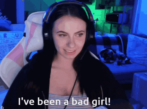 Woman With Headphones Saying I've Been a Bad Girl
