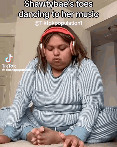 Woman With Headphones Saying Shawtybae's Toes Dancing