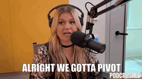 Woman With Headphones Says Alright We Gotta Pivot GIF