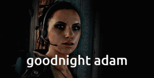 Woman with Headphones Says Goodnight Adam