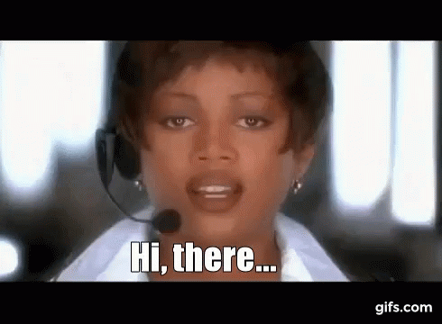 Woman With Headset Saying Hi There