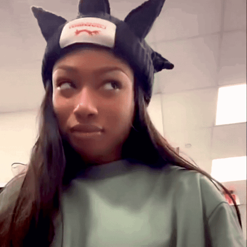 Woman With Hello Kitty Hat GIF