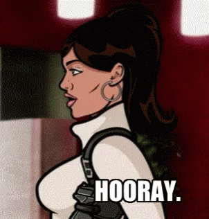 Woman With Hooray Text GIF
