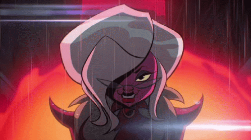 Woman With Horns And Hood GIF