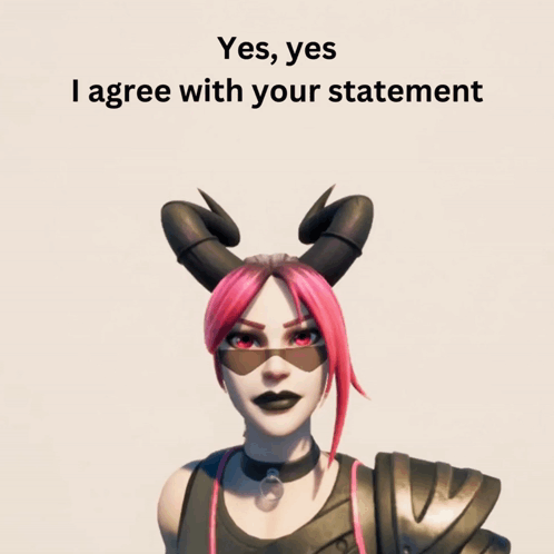 Woman With Horns Saying Yes Yes I Agree With Your Statement