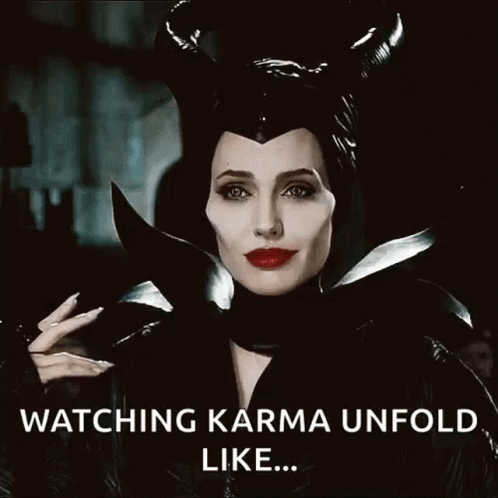 Woman With Horns Watching Karma Unfold Like GIF