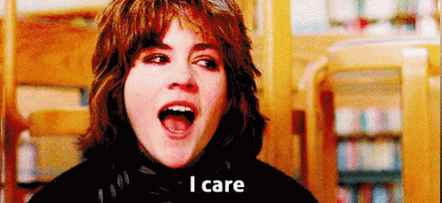 Woman With I Care Text GIF