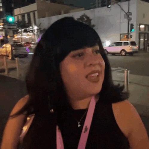 Woman With Lanyard Saying I Love You