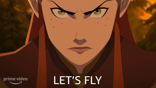 Woman with Let's Fly Text