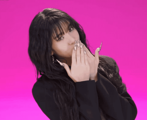 Woman With Long Black Hair Choker Funny Face