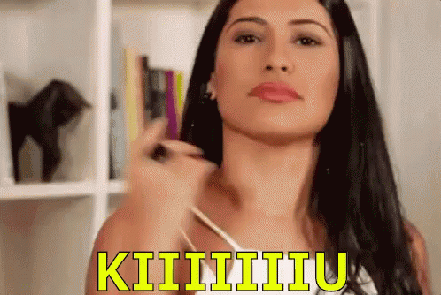 Woman With Long Black Hair Funny Face Kiiiiiiu GIF