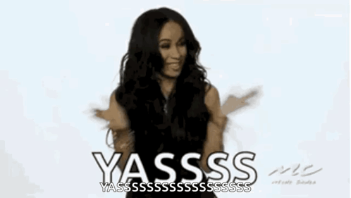 Woman With Long Black Hair Making Funny Face Saying Yasssss GIF