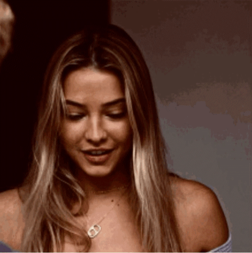 Woman With Long Blonde Hair Smiling Necklace D